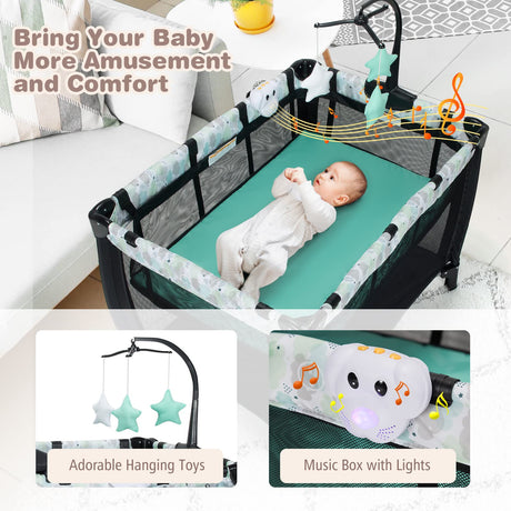 BABY JOY 3-in-1 Portable Baby Bassinets, Folding Travel Cot for Infant Toddler