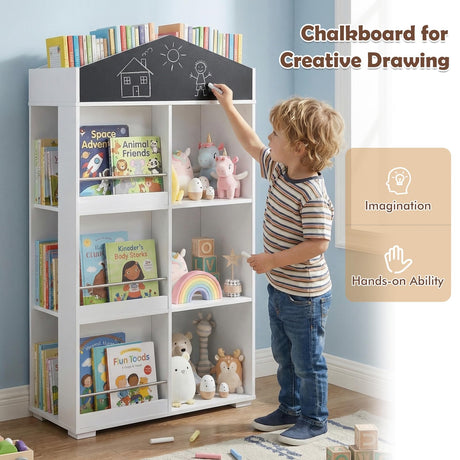 HONEY JOY House Shaped Kids Bookshelf, Toy Storage Organizer