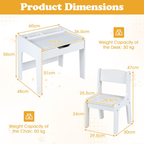 HONEY JOY Kids Desk & Chair Set, Wooden Student Study Table