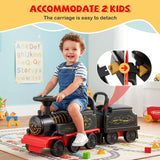 Ride on Train with Carriage, 6V 2-Seater Battery Powered Ride on Toy with Under-Seat Storage