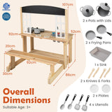 Outdoor Mud Kitchen with Stoves & Sink and Chalkboard for Kids