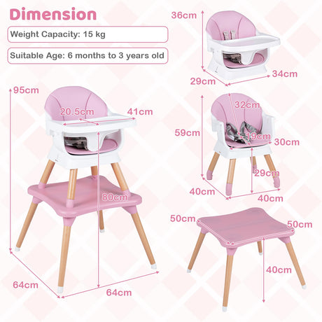 BABY JOY 9-in-1 Convertible High Chair, Kids Table and Chair Set