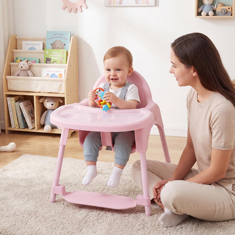 4-in-1 Baby High Chair Convertible Highchair with 2 Heights