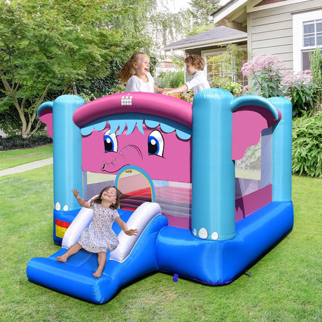 HONEY JOY Inflatable Bounce House, 3-in-1 Elephant Theme Kids Jumping Castle with Jumping Area