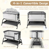 4 in 1 Rocking Baby Bassinet with 6 Adjustable Heights and Storage Basket