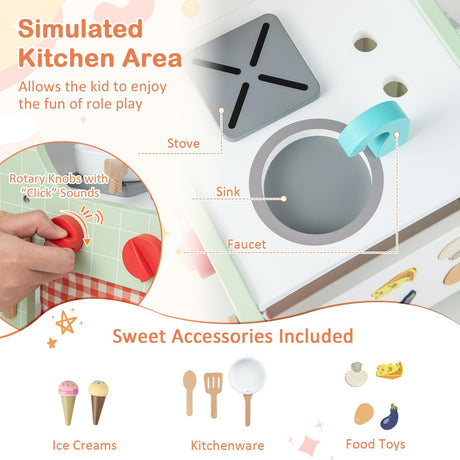 BABY JOY 6-in-1 Wooden Baby Walker, Toddler Push and Pull Learning Activity Center