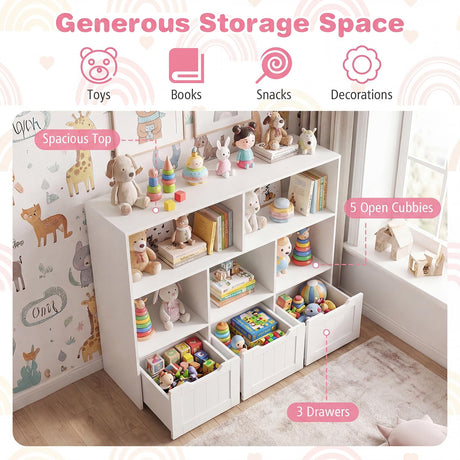 HONEY JOY Kids Toy Storage Organizer, Children Bookshelf Toy Chest Box