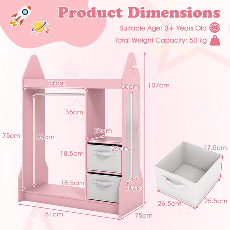 Kids Clothing Rack with Mirror and Cloth Hanger for Kids Room
