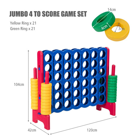 Giant Connect 4 in A Row with 42 Jumbo Rings for Garden & Beach