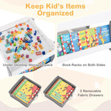 4-in-1 Kids Table and Chair Set, Wooden Activity Table, 2-in-1 Detachable Tabletop Table & Chair Set for Classroom