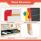 BABY JOY Kids Art Easel, 3 in 1 Wooden Art Easel for Toddlers w/Whiteboard, Chalkboard, Paper Roll