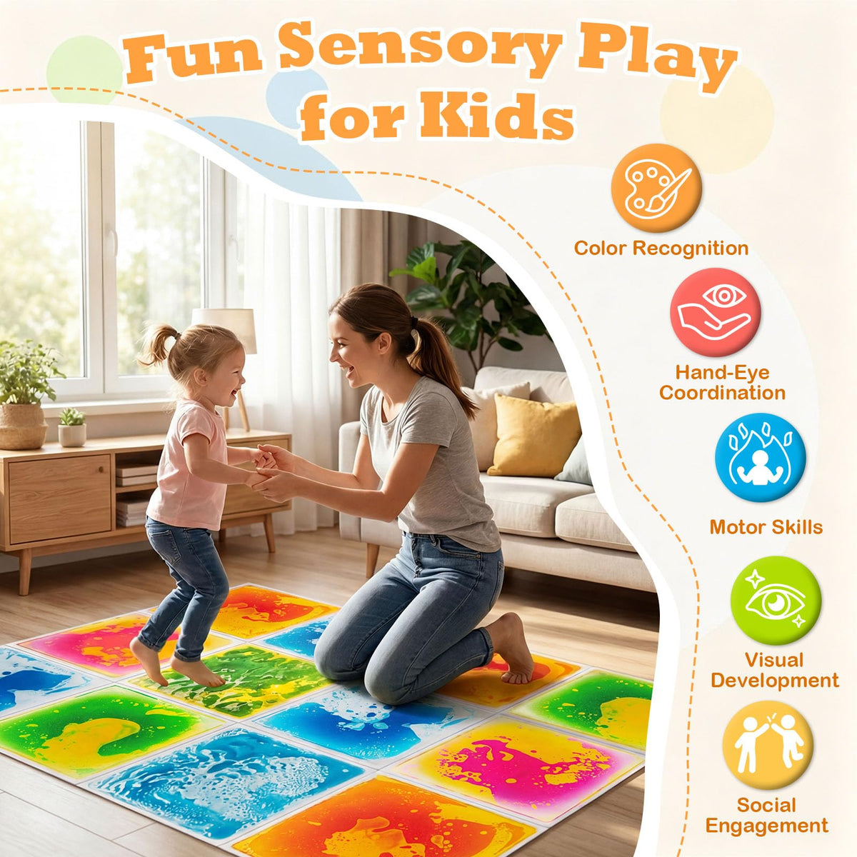 HONEY JOY 4/9 Piece Toddler Sensory Floor Titles