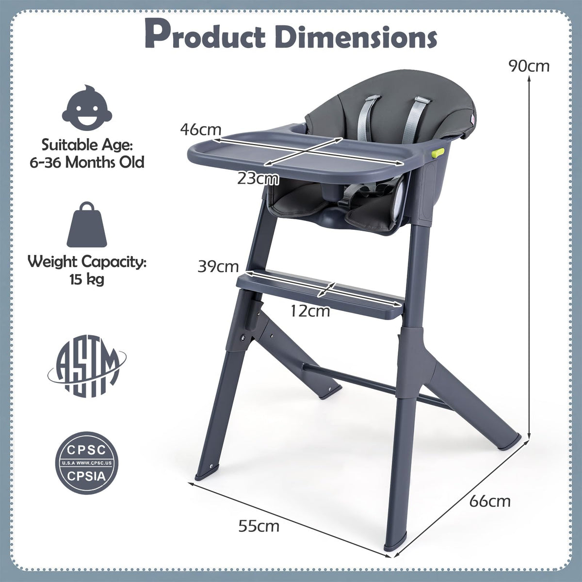 BABY JOY 3-in-1 Washable Baby High Chair