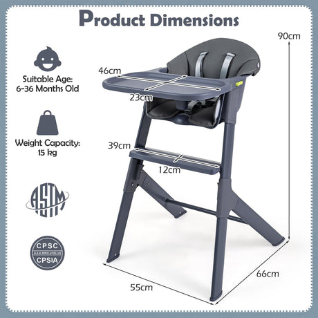 BABY JOY 3-in-1 Washable Baby High Chair