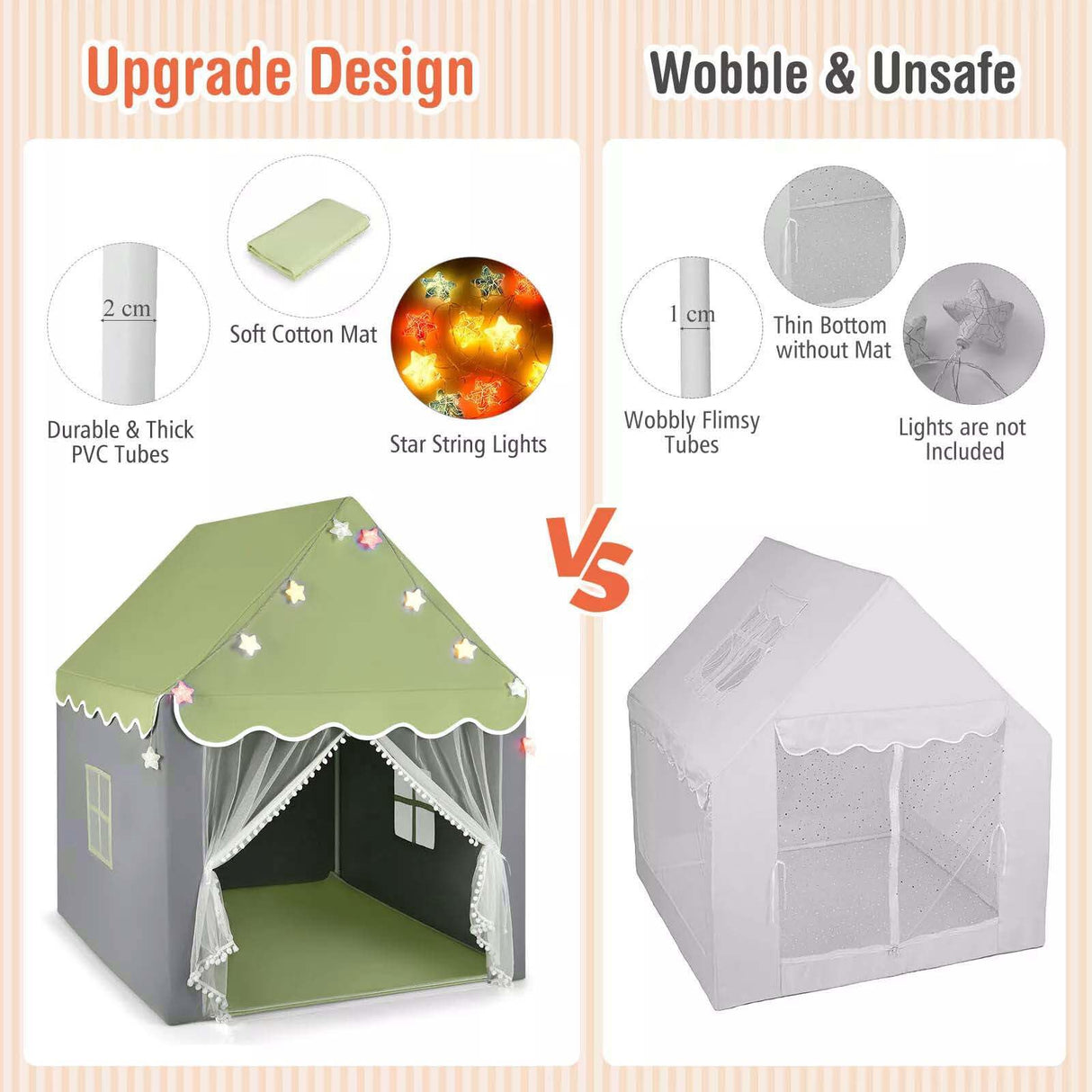 HONEY JOY Kids Play Tent, Large Playhouse with Star Ornaments