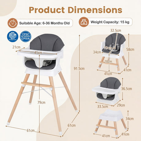 BABY JOY Convertible High Chair for Babies & Toddlers