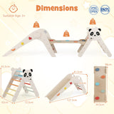 HONEY JOY Kids Triangle Climbing Set, Foldable Panda-Themed Wood Montessori Climbing Set