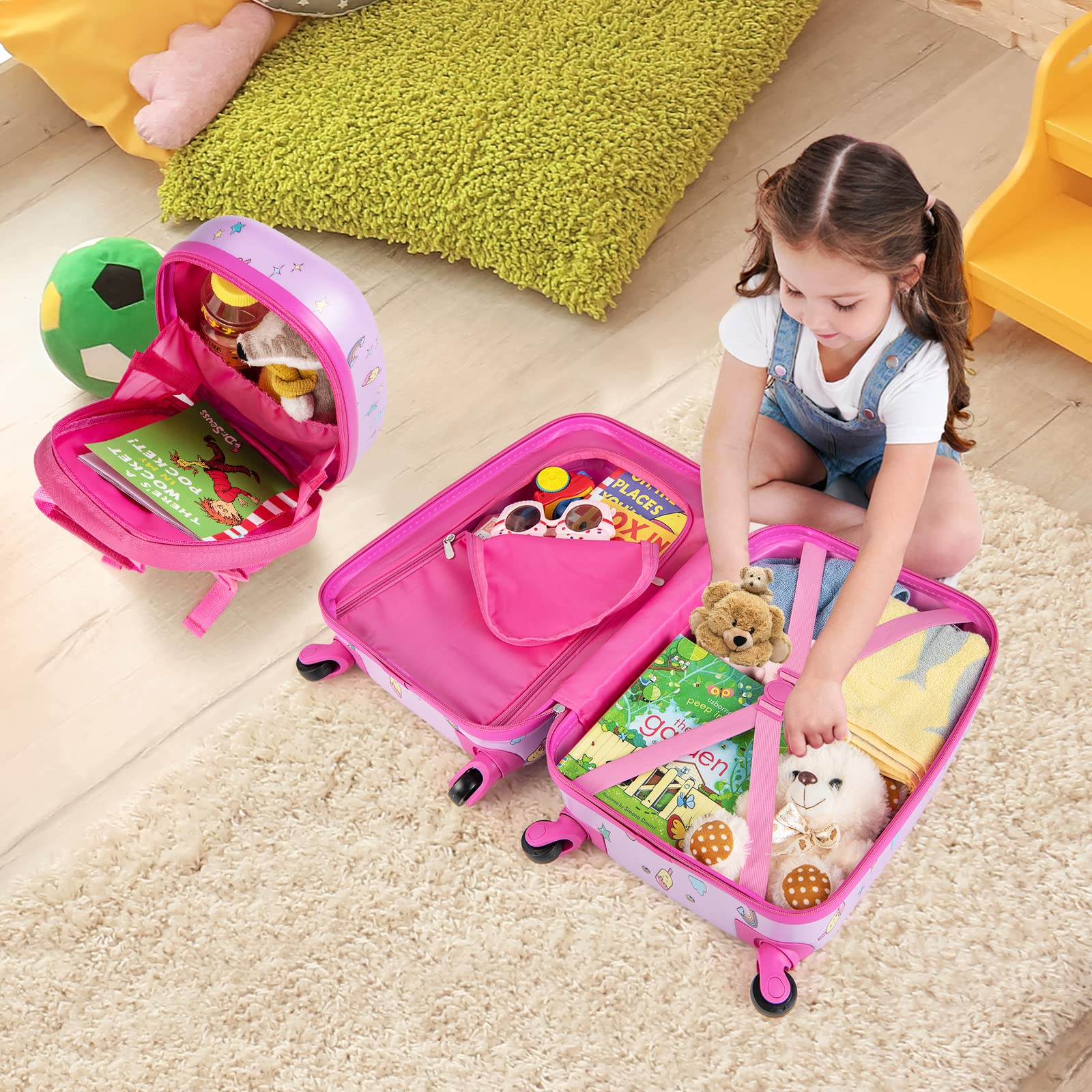 BABY JOY 2 PCS Kids Luggage Set 13 16 Kids Carry On Suitcase Set Babyjoy