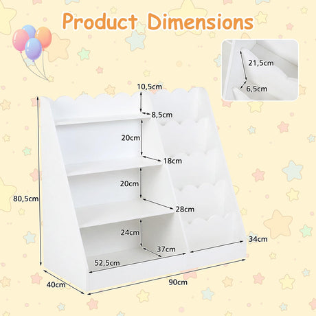 HONEY JOY Kids Bookshelf, Toddler Bookcase Toy Organizer