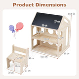 HONEY JOY House-Shaped Kids' Desk w/Chair, 3-in-1 Toddler Art Table Set