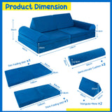 8-Piece Kids Play Couch Sofa, Modular Convertible Foam Folding Floor Sofa