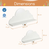 HONEY JOY 2 Pieces Floating Cloud Shelves, Wall Mounted Storage Display Rack