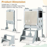 BABY JOY Foldable Toddler Tower with 3 Using Modes Step Stool Standing Kitchen Tower