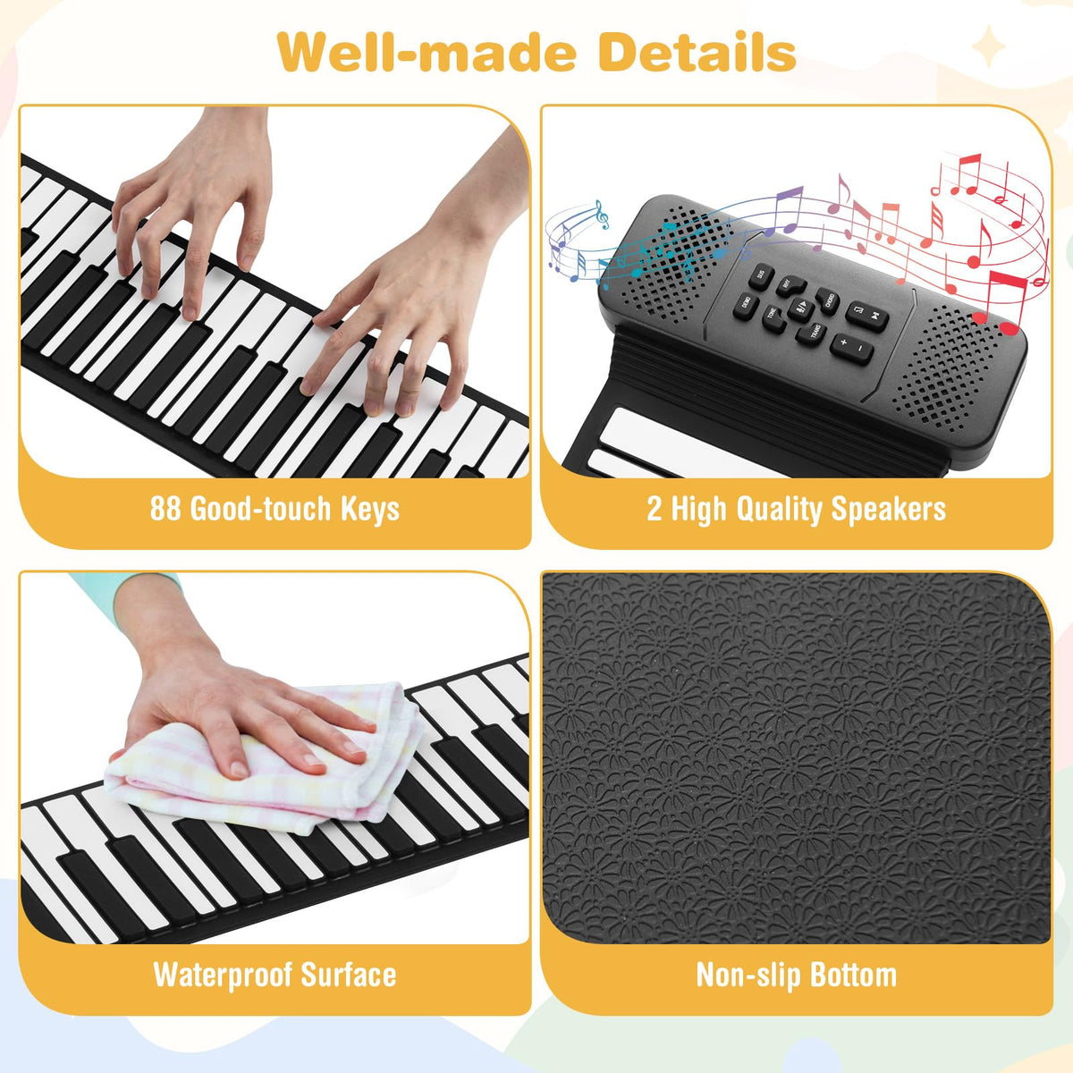 HONEY JOY 88 Keys Roll Up Piano, Portable Hand Roll Piano Keyboard