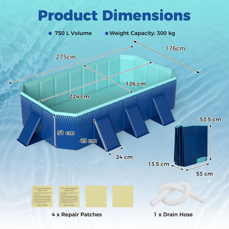 Foldable Swimming Pool,Non-Inflatable Around Ground Pool w/24 Wall Panels