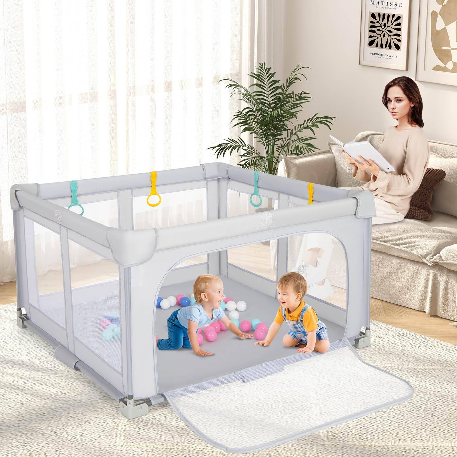 BPA-Free Foldable Toddlers Safety Fence Play Yard - BABY JOY – Babyjoy