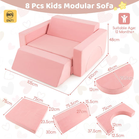 HONEY JOY 8 PCS Kids Play Sofa