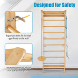 HONEY JOY Wood Stall Bar, Swedish Ladder with Swedish Wall & Pull Up Bar