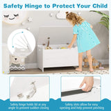 Kids Toy Box Storage Chest, Wooden Trunk Bench w/ Safety Hinge, Children Storage Box w/ Handles