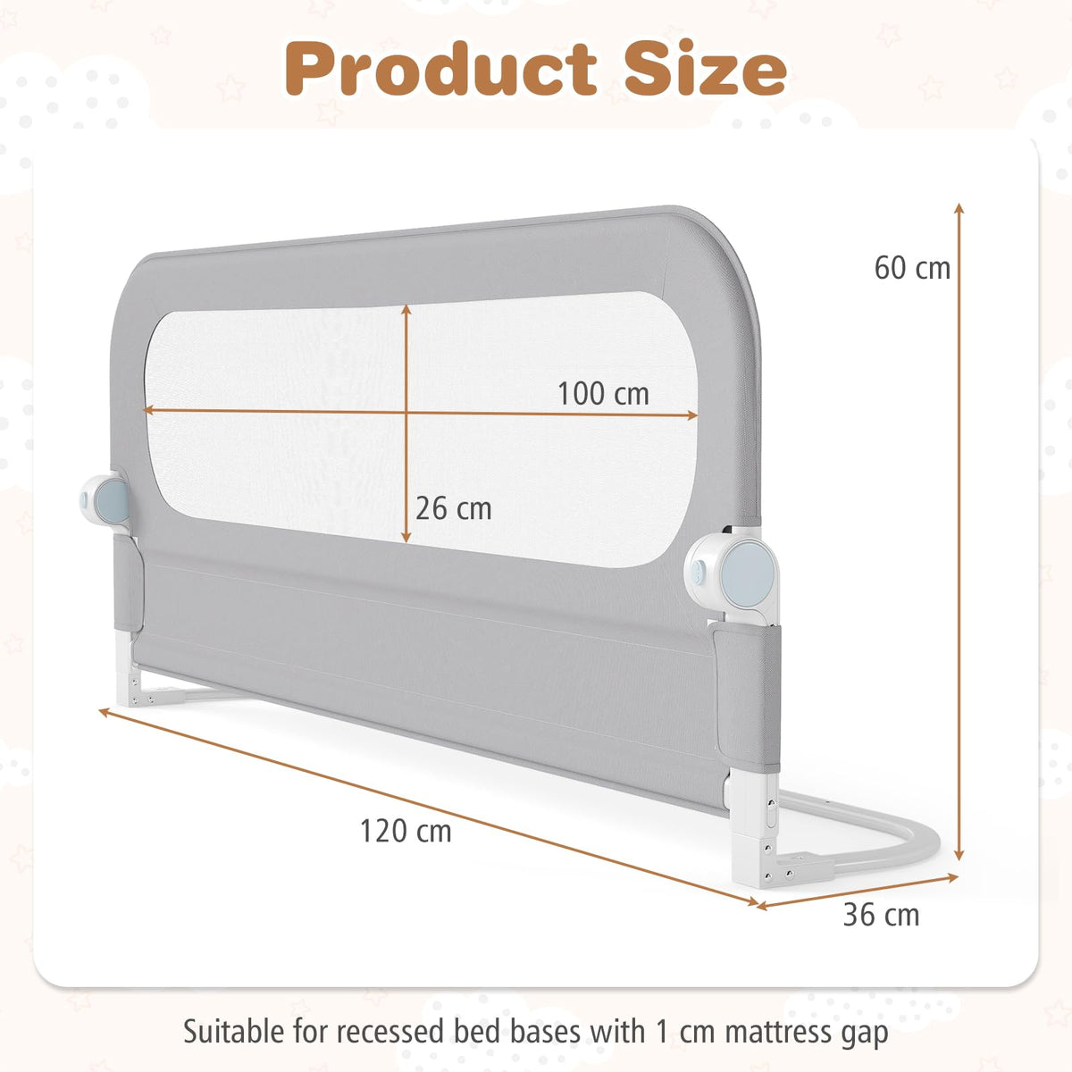 BABY JOY 120 cm Foldable Bed Rail for Toddlers