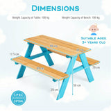 HONEY JOY Kids Wooden Picnic Table Set, Outdoor Children Table with Bench Seats