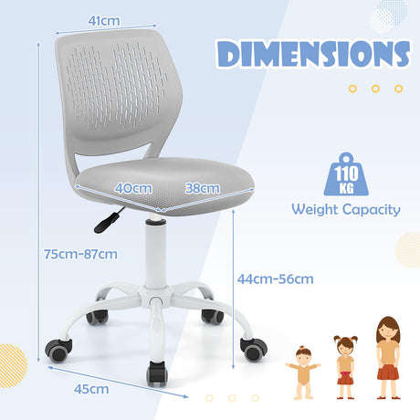BABY JOY Height-Adjustable Ergonomic Kids Desk Chair, Kids Mesh Computer Chair