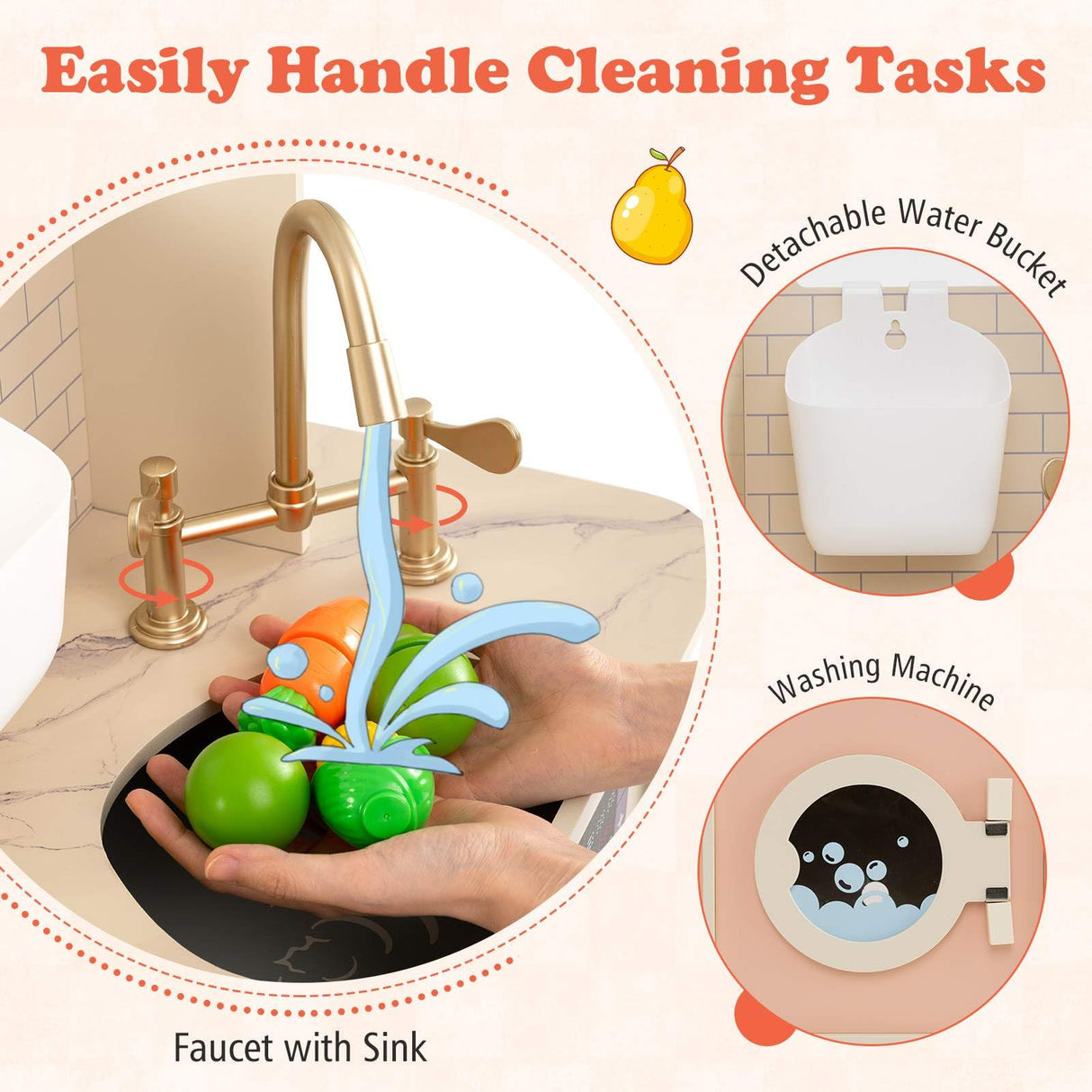 Kids Kitchen Playset, Pretend Play Kitchen w/25 Accessories