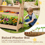HONEY JOY Wooden Mud Kitchen & Market Stand for Kids Outdoor