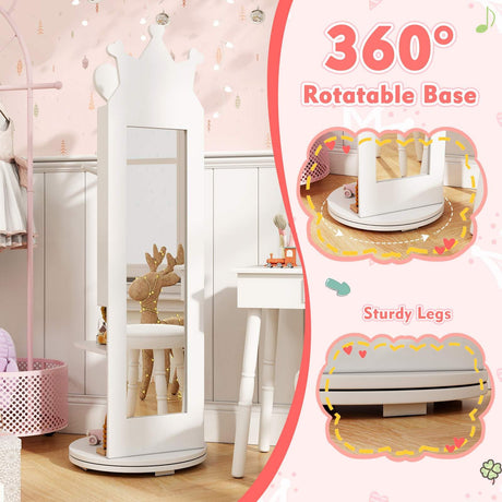 HONEY JOY 360° Rotating Kids Jewelry Cabinet