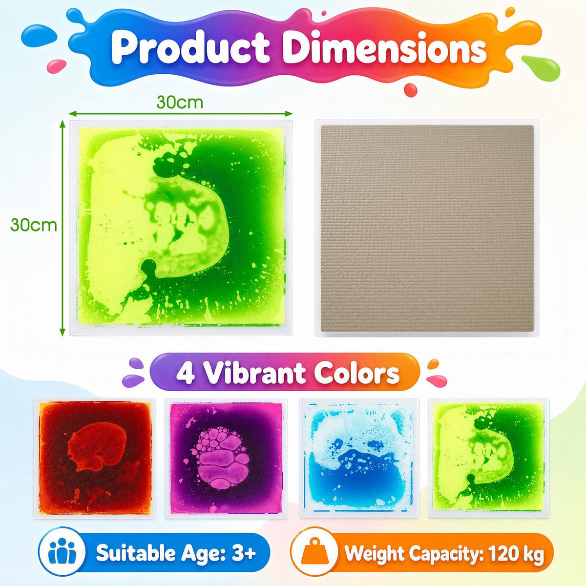 HONEY JOY Glow-in-the-Dark Liquid Sensory Floor Tiles for Toddlers