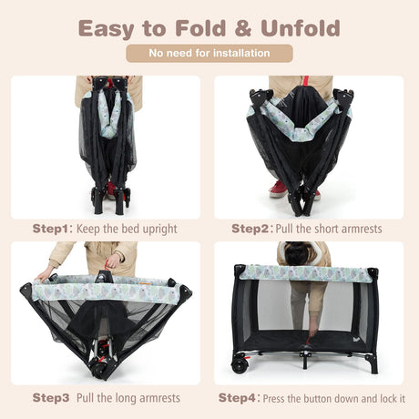 BABY JOY 3-in-1 Portable Baby Bassinets, Folding Travel Cot for Infant Toddler