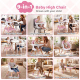 BABY JOY 9-in-1 Convertible High Chair, Kids Table and Chair Set