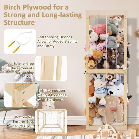 HONEY JOY 300L Large Stuffed Animal Storage, Space-saving Toy Storage Organiser w/Open Top & Elastic Cords