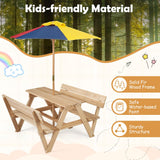 HONEY JOY Kids Picnic Table, Toddlers' Outdoor Table w/ 2 Built-in Benches