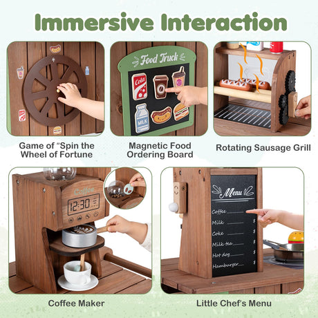HONEY JOY Kids Food Cart, Pretend Play Market Stand Food Cart