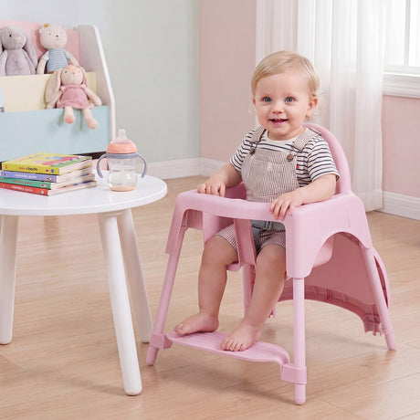 4-in-1 Baby High Chair Convertible Highchair with 2 Heights