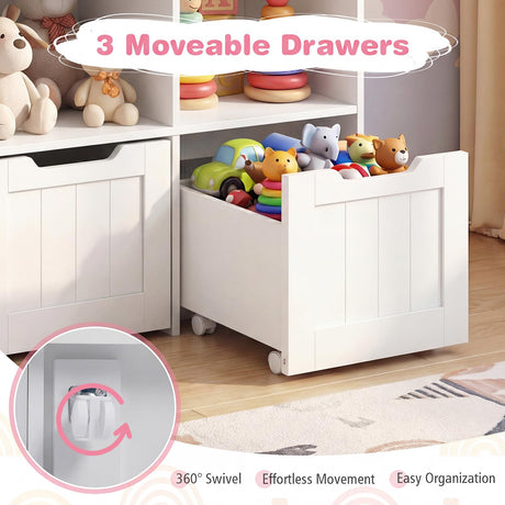 HONEY JOY Kids Toy Storage Organizer, Children Bookshelf Toy Chest Box