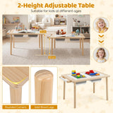 HONEY JOY Kids Sensory Table and Chair Set with Adjustable Height for 3+