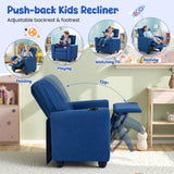 Kids Recliner Chair, PU Leather Push Back Toddler Sofa with Cup Holder