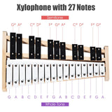 HONEY JOY Kids 27-Note Glockenspiel Xylophone, Glockenspiel Xylophone for Toddlers w/27 Metal Keys, Percussion Instrument